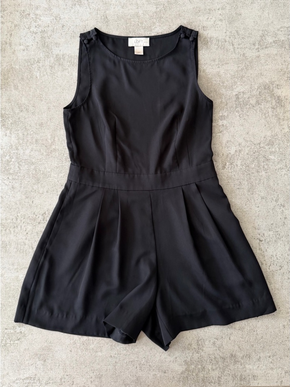 LOFT Black Sleeveless Pleated Waist Romper